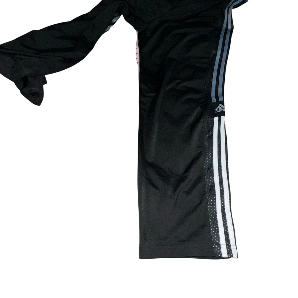 Y2k Adidas Shiny Track Pants Black With Gray Side‎ Stripes Mens Large Activewear